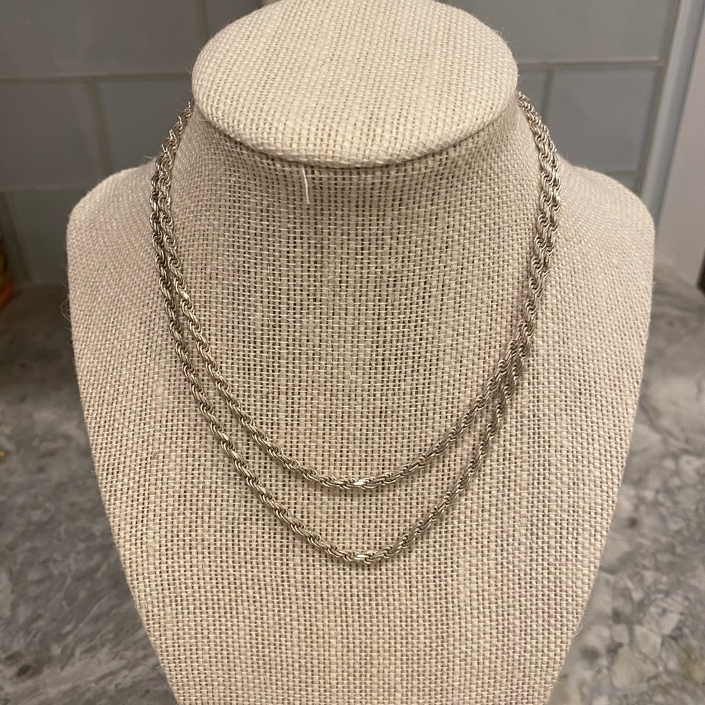 30” Twisted Sterling Silver Chain Necklace